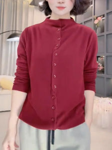 QINGNAER | Elegant and Casual Loose Oversized Red Knit Cardigan
