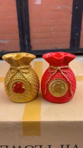 Bình Túi Tiền Tài Lộc Loại Đẹp Dày Dặn Cắm Lúa Vàng Đào Đông Chất Liệu Composite