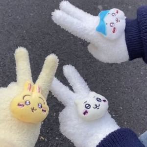 Bandai | New Arrival Chiikawa Cute Fluffy Plush Finger Gloves For Women Thick Warm Windproof Cold‑Resistant Outdoor Winter Accessory
