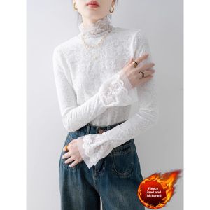 chaqi | French Romantic Style Lace Long Sleeves Flared Cuffs Innerwear Blouse