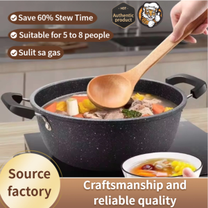 Mfanitum Non-Stick Stone Pan - Natural Mineral Coating Burnt-Free & Easy Clean | Healthy Frying & Steaming Cookware for Adobo Sinigang | Durable Eco-Friendly Gas & Induction Use