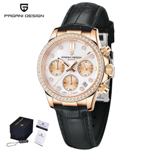 Pagani Design | PAGANI DESIGN Womens Chronograph Quartz Watch Rose Gold Luxury Sapphire Stainless Steel Sport Elegant Womens Watch+Gift Box
