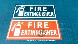 New Luminous Fire Extinguisher Sign in 3mm. Sintra Board Glow in the Dark Cut Out Vinyl Sticker.