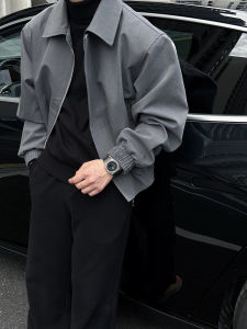 Cleanfit Grey Short Cotton Baseball Jacket Mens Autumn Winter American Style Administrative Jacket Breathable Outerwear