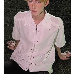 Niche Style Metal Deconstruct Stylish Zipper Shirt: A Handsome Fashion Statement