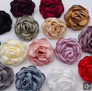 5CM Fabric Rose Flower Brooches Lapel Pins Camellia Safety Hair Clip Pins Cloth Accessories Wedding