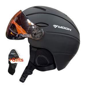 MOON Professional Integrally-molded Half-covered Ski Helmet Sports men women snow Skiing Snowboard Helmets with Goggles cover