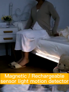 Under Cabinet Lighting Rechargeable Motion Sensor Night Lights Indoor Magnetic Wireless 3 Colors for Kitchen Stair