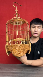 lồng khuyên polung triện bát tiên cnc 3d cao cấp 22.5x24cm lồng chim hút mật đục trạm 3d cao cấp tặng full phụ kiện