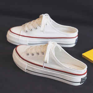 Casual Canvas Shoes for Women Thick Bottom Slip-On Platform Casual Slippers Summer High Top Rubber Outsole Youth Footwear