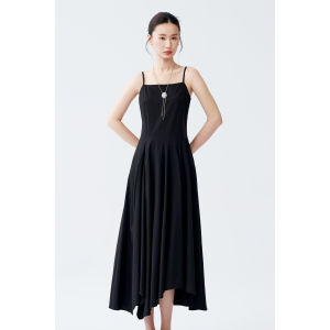 Sleek Irregular Strap Waist Slimming Maxi Dress