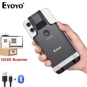 [🚚Fast delivery🚛]Eyoyo 1D 2D Wireless Barcode Scanner Via Bluetooth Portable Phone Back Clip QR Bar Code  Scan Reader Auto Scanning For Android iOS System