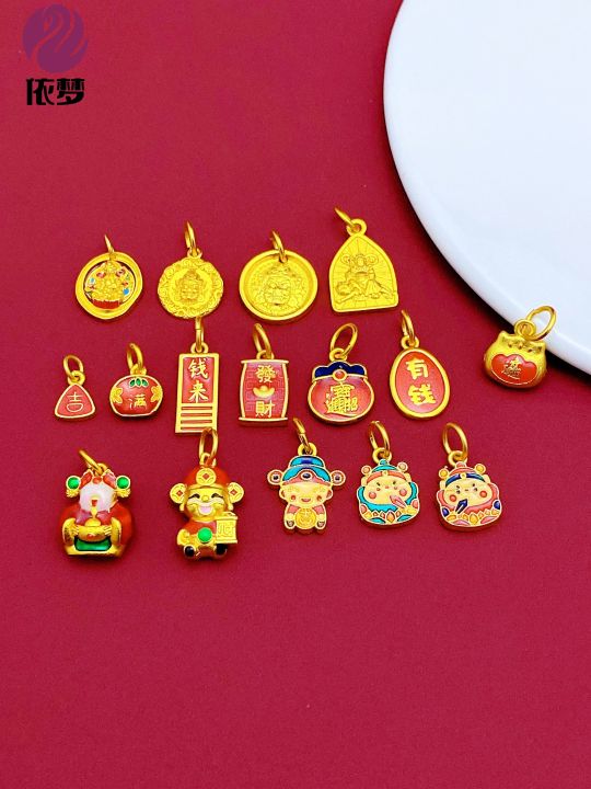 จี้สีทองเซี่ยงไฮ้ปีใหม่ เครื่องประดับ DIY เครื่องรางนำโชคจี้สีทองเซี่ยงไฮ้ เครื่องประดับแฟชั่น เครื่องประดับสุดเก๋