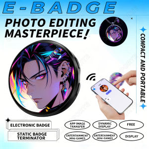 Smart Electronic Badge Pin Display Screen Bluetooth GIFS Video Playback Touch Screen LED Audible Video Play Dynamic Smart Badge