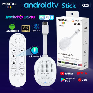 Factory directly Android 14 RK3518 TV stick Mortal Q2S Dongle Support Youtube google Wifi6 BT5.0 8K Voice Remote TV BOX