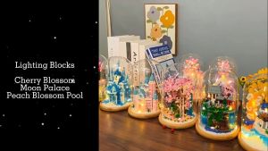 Building Blocks Architectural Model with Light Building Sets Toy for Kids Peach Blossom Pool Moon House Home Decorations DIY Puzzle Assembled Gifts