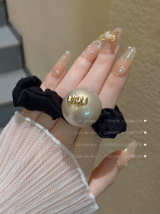 Premium Large Pearl Hair Ties Retro Gold-Lettered Hair Bands New 2023 Trendy Hair Ties Non-Tessellated Material