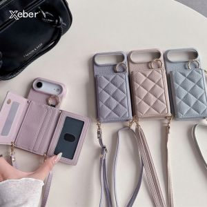 Crossbody Lanyard Card Slot Holder Case For iPhone 17 Air 16E 15 14 13 12 11 Pro Max Plus Wallet Strap Cord Bag Leather Cover