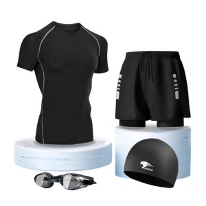 Mens Swimming Shorts Ice Silk Running Shorts Quick Dry Five-Quarter Length Sportswear Comfortable Breathable Ultra-Light Elastic