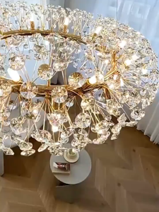 LED Chandelier Pendant Light for Living Room Lamp Dandelion Ball Full Of Stars Light Luxury Decorative Crystal Hall Lamps