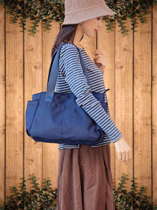 Large Capacity Nylon Handheld Tote Bag Womens Commuter Shoulder Bag with Multiple Pockets Lightweight Travel Bag for Work