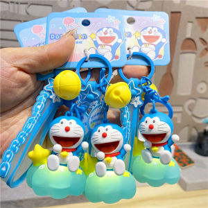 Doraemon Cartoon Night Light Keychain Star Couple Bag Ornament Creative Gift PVC Hardware Plastic Cartoon Series