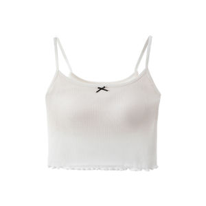 MiiOW | Áo ba lỗ nữ mùa hè mới 2025 Áo ba lỗ một mảnh có đệm ngực Áo khoác ngoài Áo ba lỗ cổ chữ V tay không dây có nơ và viền ren