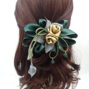 Green Fabric Butterfly Knot Hair Clip Adult Simple Versatile Elegant Large Duckbill Hair Clip Hair Weaving Hair Accessories