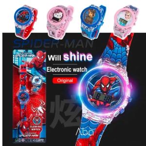 นาฬิกาสำหรับเด็กผู้ชายและเด็กผู้หญิงพร้อมกล่องการ์ตูน Jam Tangan Digital การ์ตูนสำหรับเด็ก