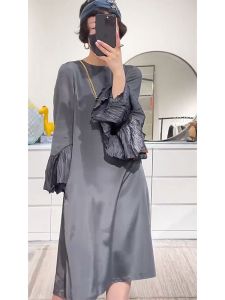 Elegant Grey French Style Sleeveless Dress Womens Fashion Design Small Crowd Elegant Lady Atmosphere Not Late Autumn Dress