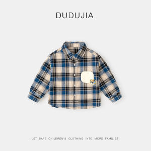100% Cotton Plaid Long Sleeve Shirt for Boys And Girls Spring Autumn Season Childrens Clothing Baby Clothes Korean Style
