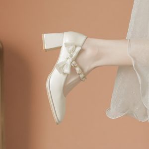 Giày Cao Gót Nữ Xuân Thu Giày Đơn Mềm Mại Phù Hợp Váy Phong Cách Trung Hoa Cổ Điển Giày Da Nhỏ Kiểu Pháp Giày Mary Jane