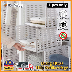 [1PC] Worthbuy Closet Organizer Storage Box Cabinet Drawer Basket Bakul Baju Multipurpose Stackable Clothes Storage