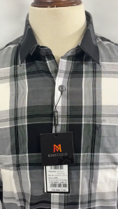 Sơ Mi Caro Tay Ngắn Màu Xám - Trắng Form Tailor Fit Chống Nhăn Lai Ngang - Áo Nam Khatoco