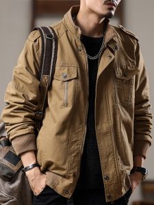 ROMON | Romon Mens Workwear Jacket Loose Fit Pure Cotton Motorcycle Style Spring Autumn New Arrival Casual Windproof Zipper Closure