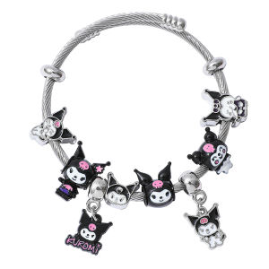 Sanrio Classic Cartoon Characters Kuromi Silvery Bracelet Creative Fashion Bracelet Festival Party Jewelry Accessories Gift