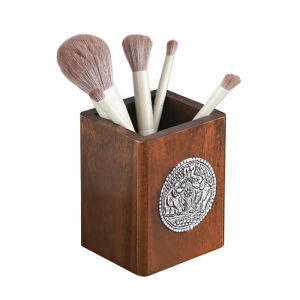 Innovative Wooden Makeup Brush Storage Box Vintage Chinese Style Desktop Pen Holder Organizer Creative Home Storage Solution