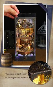 DIY Wooden Assembled Bookend Boat-Style Villa 3D Handcraft Model Wooden Puzzle Kit Suitable for Kids Great Gift