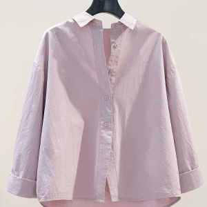 Elegant Pure Cotton Long Sleeve Shirt Womens Casual Commute Fashion Spring Autumn New Style Artistic Simple Top