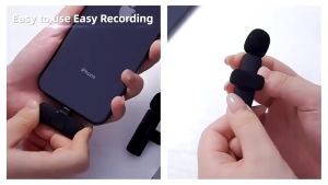 Mini Mic Portable Audio Video Recording Microfonoe Clip on Wireless microphone Wireless Lavalier Lapel Portable Microphone On For Smartphone Android Type C IOS Lightning