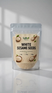 200mL Bottle Shaker Lokal Pantry White Sesame Seeds | Premium Natural Seeds | Cooking & Baking Ingredient for Bread Pastries Sushi Rice Noodles Salads Stir-Fry Desserts Homemade Seasoning Blends Garnishing & Everyday Culinary Use