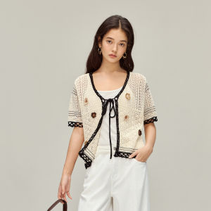 INMAN | Áo Cardigan Len Thêu Hoa 3D
