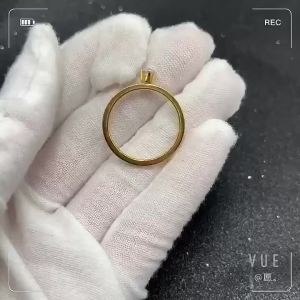 Solitaire Ring Stainless Steel Korean Fashion Thin Pinky Rings with AAA+ Cubic Zirconia Gold Plated Jewelry for Women KBR111