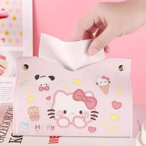 Sanrio | Hello Kitty Cute Cartoon Tissue Box Car Home Desktop Decoration Ornament Children Festival Kawaii Gift Women Products Wholesale