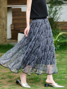 Misoshine | Pistachio Flower Lightweight Chiffon Skirt