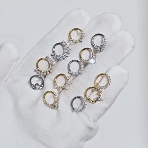 1PC G23 Titanium Septum Jewelry 16G Heart Septum Rings Daith Piercing Jewelry Helix Earrings Zircon Septum Piercing Jewelry