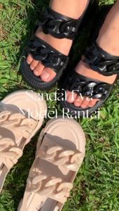 VEBLEN Sandal Flat Rantai Wanita Cewek Perempuan Fashion Gaya Korea Style Nyaman Lembut Kekinian