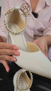 รองเท้าแต่งงาน รองเท้าส้นสูง หัวแหลม สีขาวออฟไวท์ ขาว ผู้ชาย ความสูง 3 นิ้ว รุ่น PEARLY PEARL