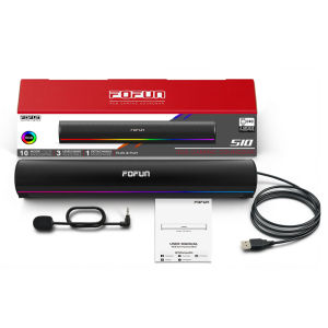 Computer Sound Bar with Detachable ENC Microphone Enhanced Bass Gaming Soundbar Bluetooth 6.0 USB-A Plug and Play Dual Modes