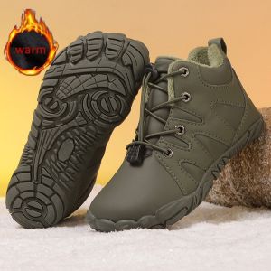 Kids Winter Barefoot Cotton Shoe Hike Footwear Waterproof Wide Toe High Top Snow Boot Thick Warm Non-Slip Sneaker Boys And Girls